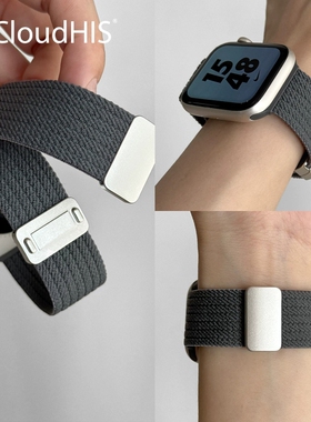 新款尼龙编织回环磁吸iwatch表带s11适用苹果手表applewatch爆款s10运动ultra高级感se男女9腕带四季通用红色