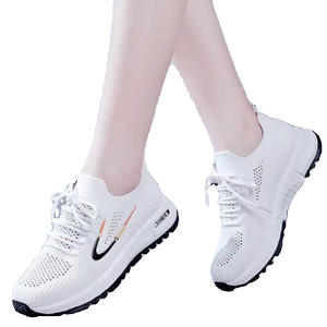 运动鞋女2024夏季新款飞织网面小白鞋透气防滑平底软底板鞋女