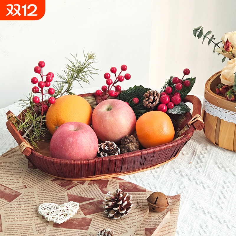 手工柳编收纳筐果盘面包盘