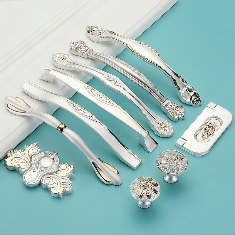 拉手柜门欧式象牙白橱柜厨门抽屉现代简约田园衣柜柜子北欧门把手