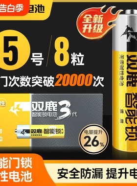 双鹿无汞10年保质期密码锁指纹锁3代升级款5号智能门锁电子锁专用电池LR6碱性家用防盗门智能锁1.5V