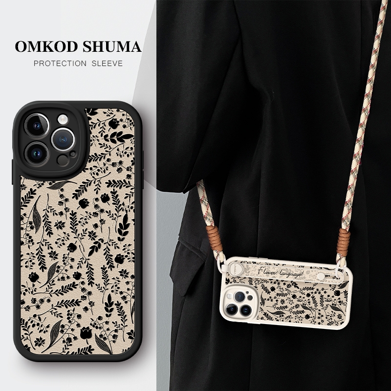 适用苹果16手机壳iPhone 15新款17腕带13支架12斜挎11可背pro挂绳promax女x防摔xs保护套8plus轻奢14花纹Air