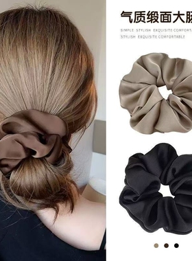 新款大肠发圈女发绳高级感头绳扎头发皮筋黑色绑头花发饰2026缎面
