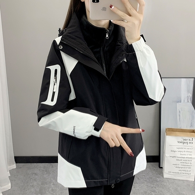 李正宁冲锋衣外套女款秋冬户外三合一可拆卸防风防水潮滑雪服男