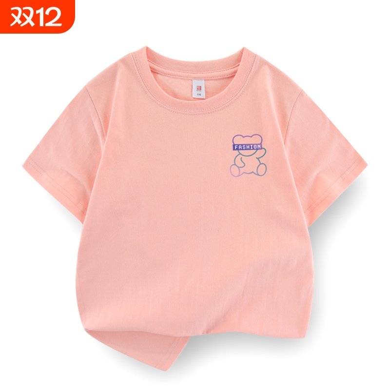 小学生童装短袖纯棉t恤圆领简约