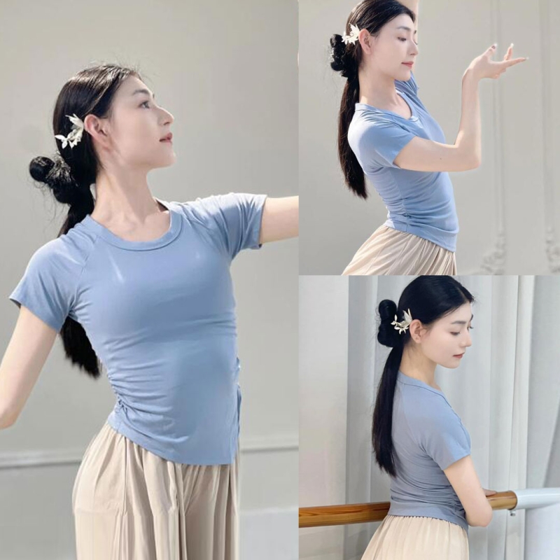 舞蹈练功服夏季现代舞训练服女短袖古典舞形体服中国舞上衣基训服