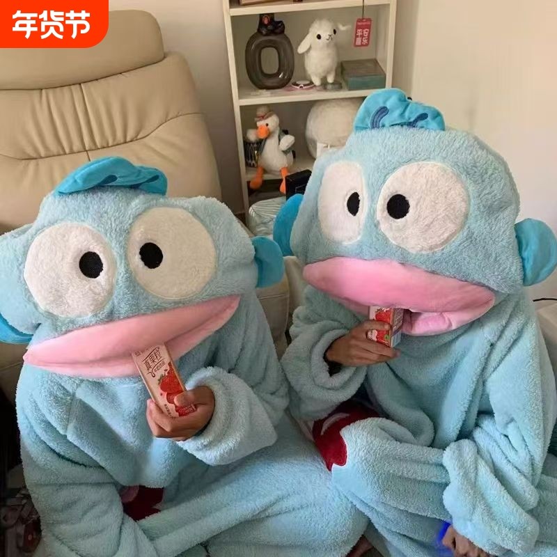 可外穿趣味加厚版丑鱼趣味冬季珊瑚绒新款睡袍连体家居服保暖,女士内衣/男士内衣/家居服,睡袍/浴袍,淘宝优惠券,粉丝福利购,淘宝优惠卷