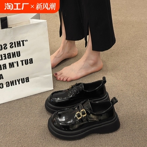 英伦风乐福鞋女款2024年秋季新款百搭配裙子小皮鞋厚底jk制服单鞋