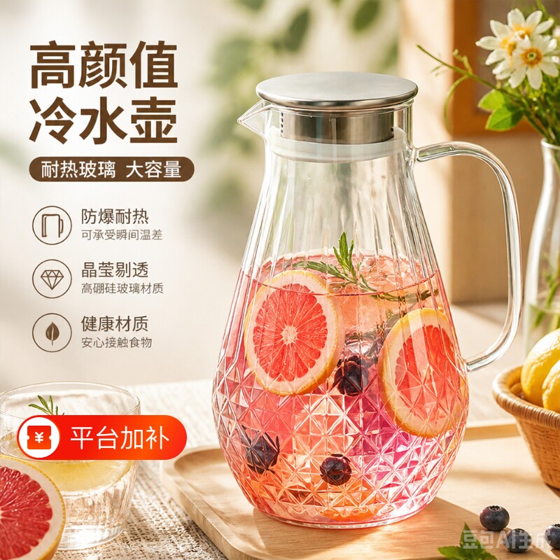 夏季大容量耐高温冷水壶家用凉水壶泡茶水壶果汁花茶壶白开水扎壶