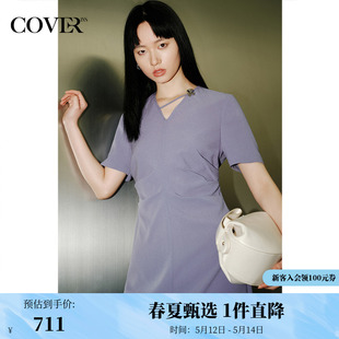 弹力醋酸褶皱立裁连衣裙 COVER夏季