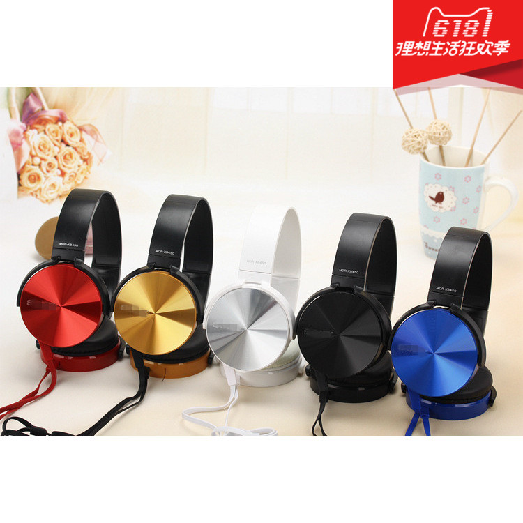 爆款索XB450AP头戴式重低音运动耳机 可折叠线控通用带麦耳麦批fa