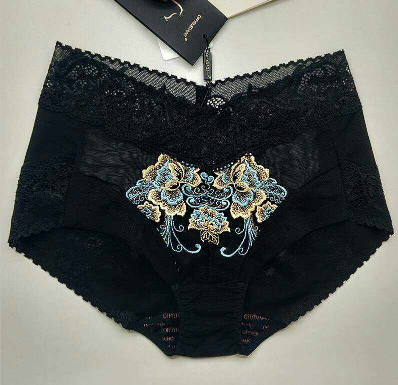 OFQ女士小内裤三角收腰提臀打底内裤高端刺绣内裤大码xxL