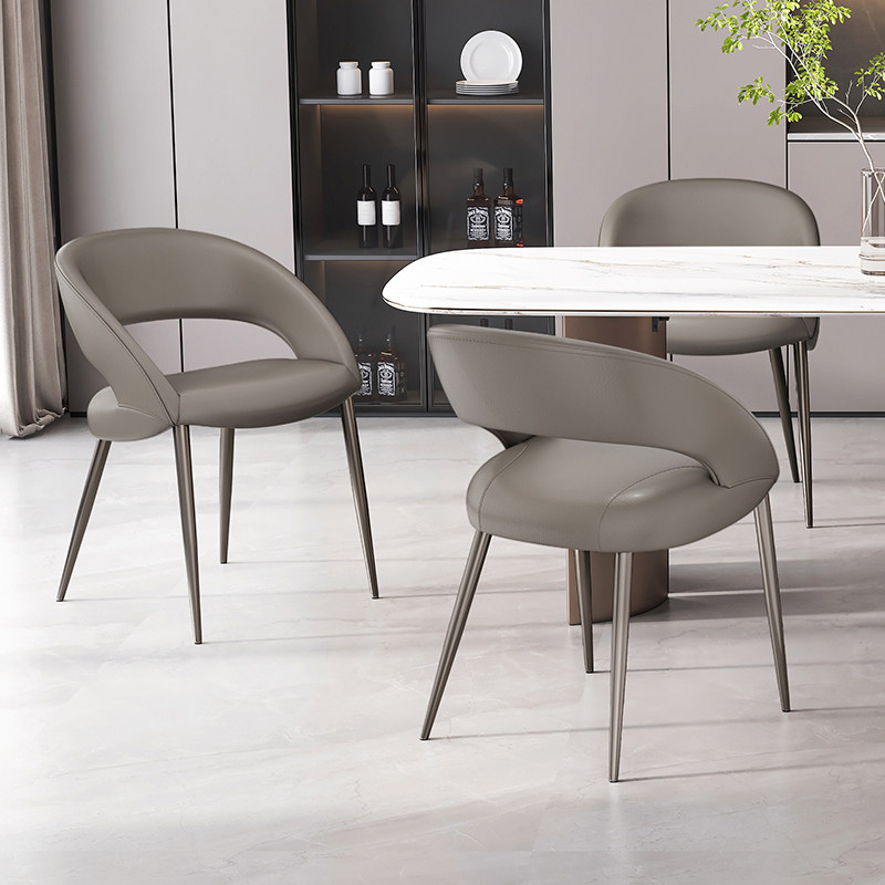 餐椅凳子进口头层牛皮真皮家用现代简约轻奢椅子饭桌椅凳美式5917