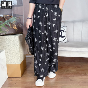 洋气蝴蝶印花宽松阔腿裤 甜觅特大码 胖mm280斤时尚 2025秋装 女装