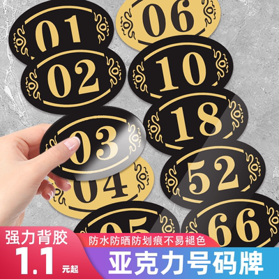 数字防水柜子贴网吧餐厅座位号牌