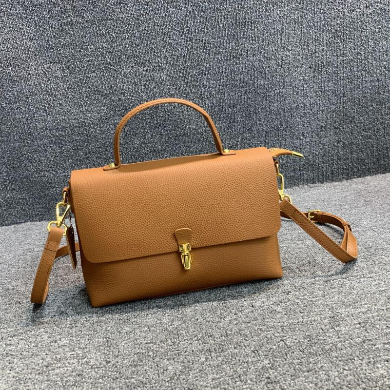 梦嘉丽头层牛皮米白女包