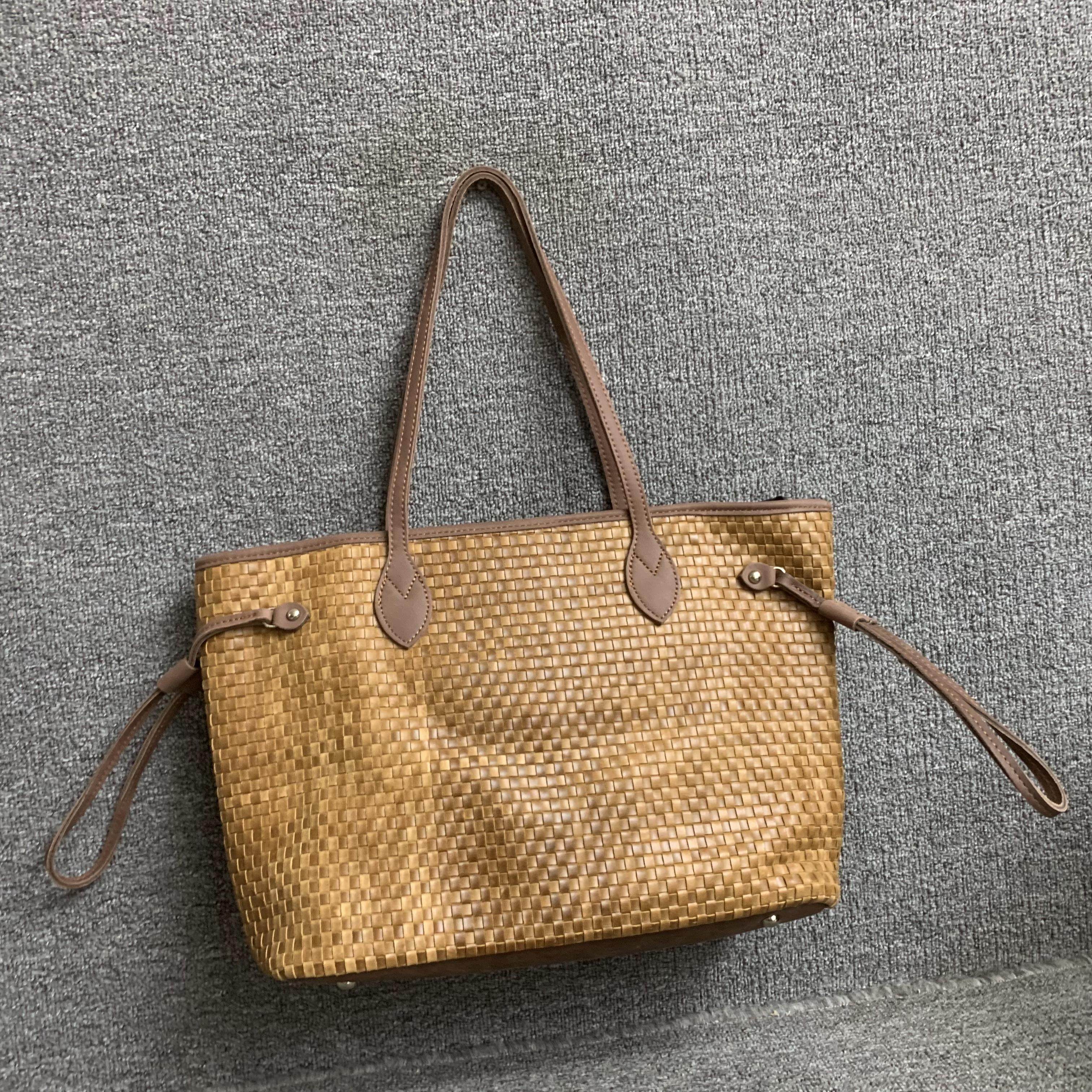 头层牛皮编织纹新品真皮女包韩版百搭撞色女手提腋下大容量托特包,箱包皮具/热销女包/男包,通用款女包,淘宝优惠券,粉丝福利购,淘宝优惠卷