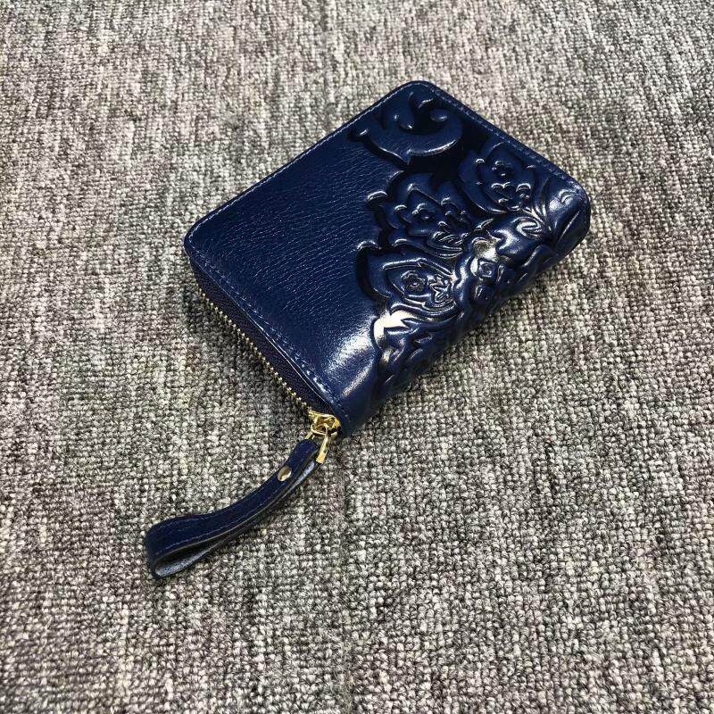 订单正品韩版百搭头牛皮压花钱包