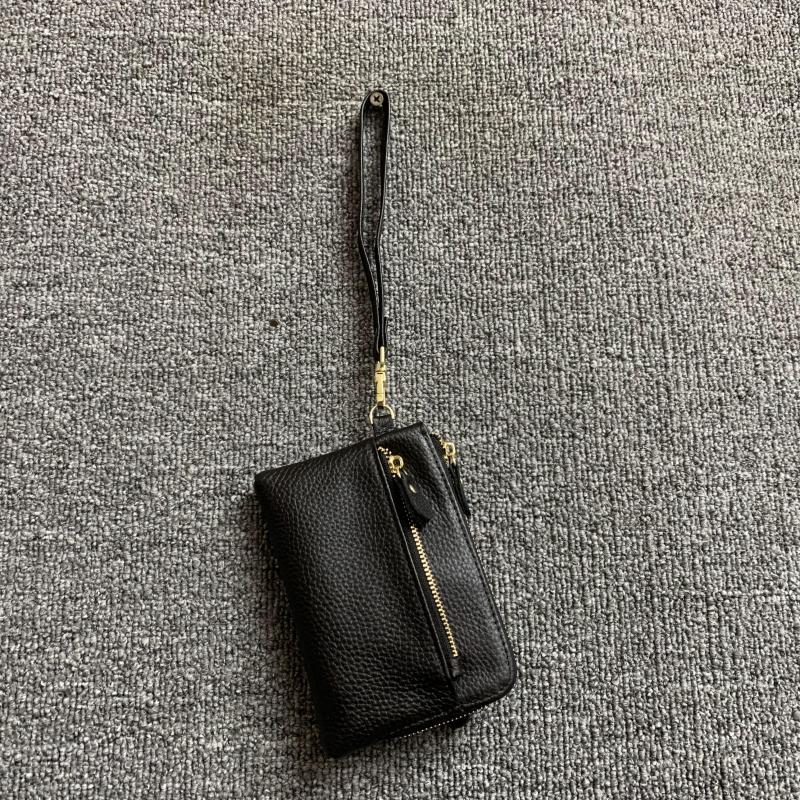 梦嘉丽头层牛皮短款拉链钱包