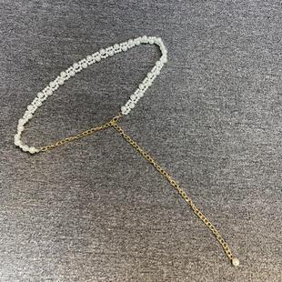 商场撤柜货女金属链条小腰带韩版简约珍珠链条搭配连衣裙大衣腰带