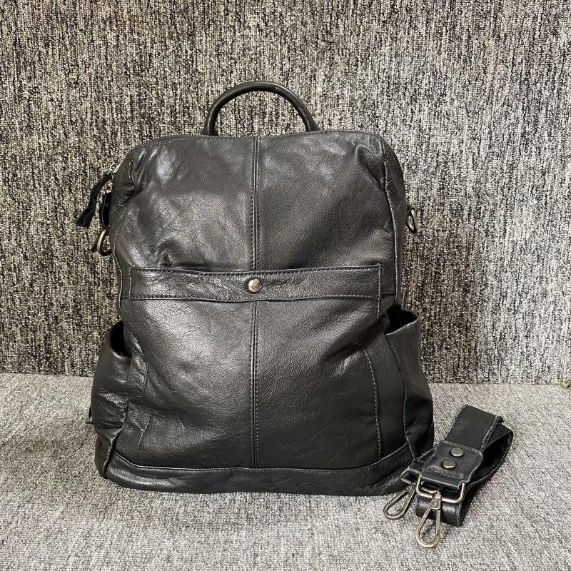 商场撤柜货手感好皮质软白菜价处理正品男女通用款双肩背包旅游包