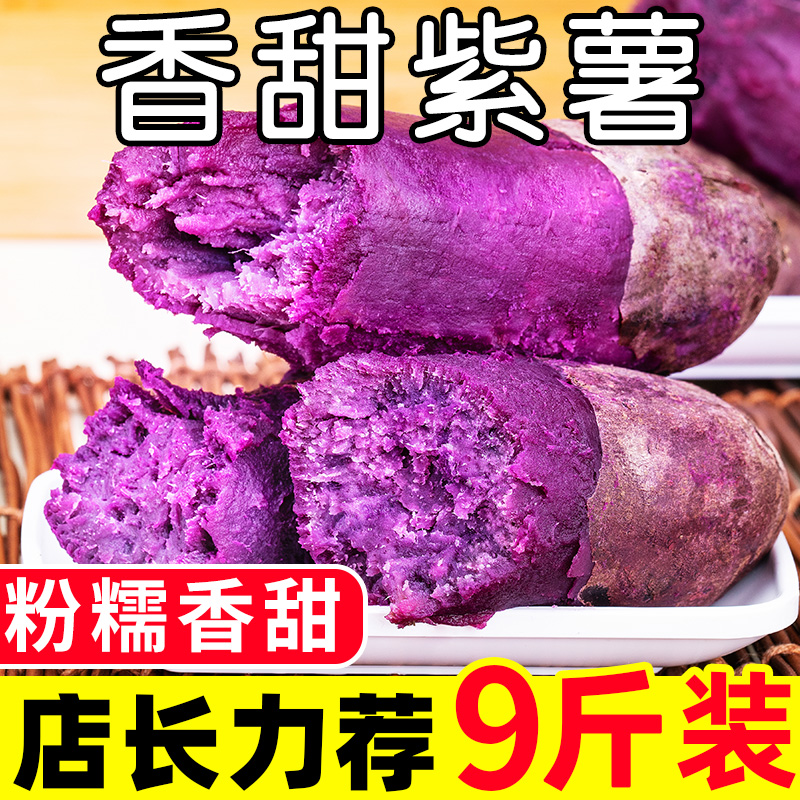 沙地紫薯9斤新鲜番薯地瓜蜜薯山芋烟薯蔬菜农家种植紫心红薯现挖