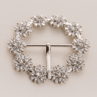 贝贝五金镶钻圆形日字扣精美花瓣造型皮带扣头女大风衣调节腰带扣