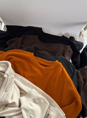 双面绒感。宽松圆领秋冬打底衫柔软保暖细腻T恤25622DR