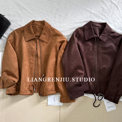 重磅推荐！LE正品。柔软麂皮绒翻领宽松韩系新款秋冬外套2611AR