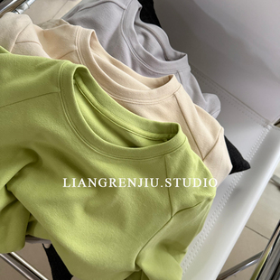 推荐公司货。厚实膨体纱柔软高弹圆领超实用好穿打底衫T恤25580E