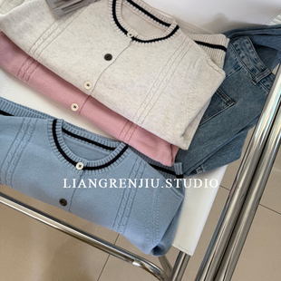 绞花撞色毛衣D 柔软针织开衫 绵羊毛腈纶 好面料