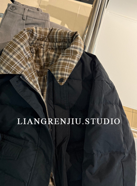 两面穿。店主推荐！很厚。加厚棉质格子拼接羽绒服2399AR