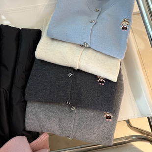 部分无标 保暖针织衫 厚实 冬季 柔软兔子刺绣开衫 浣熊绒