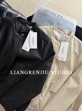 乐莎正品。春季皮衣新款简洁优质抗风外套2403A