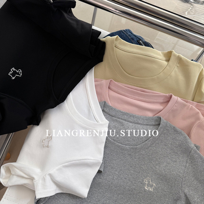 91棉。棉质。优质。小马刺绣正肩基础款夏季短袖多色T恤B1