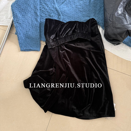 丝绒鱼尾。松紧腰花瓶显瘦百搭柔软秋冬半身裙7012C