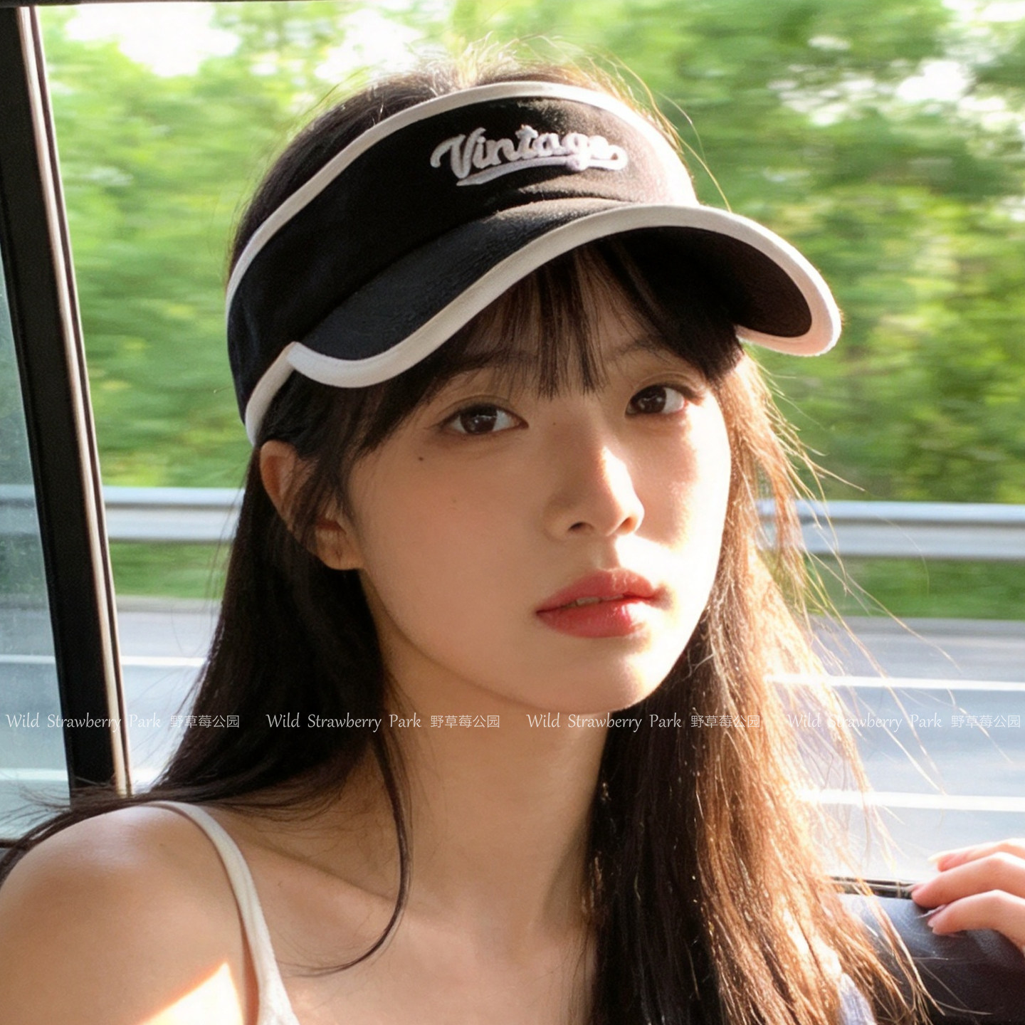 【野草莓公园】新款空顶防晒帽女夏季运动遮阳大头围帽子户外跑步