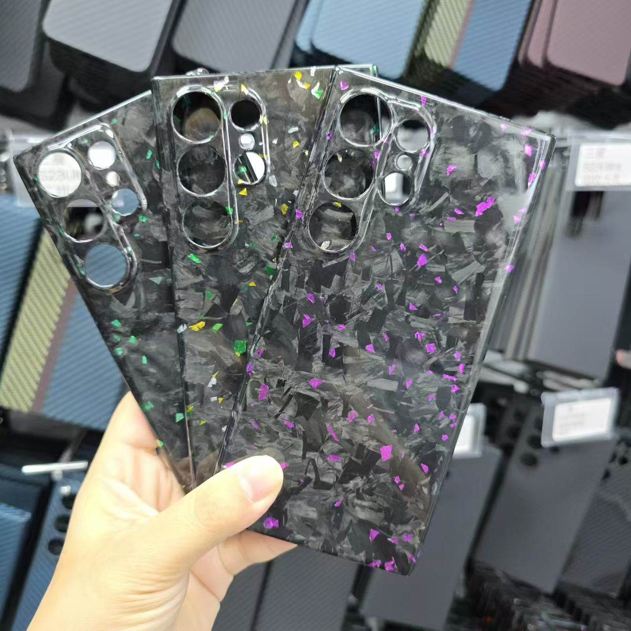 适用于三星S22/S23/S34 ultra锻造金箔碳纤维手机壳防滑耐摔保护套