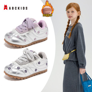 abckids童鞋 女童跑步鞋小学生秋冬加绒保暖儿童运动鞋二棉加厚潮