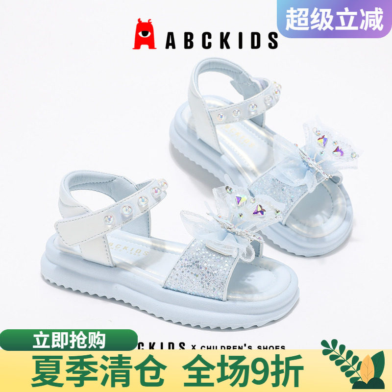 abckids女童露趾凉鞋流行蝴蝶结图片