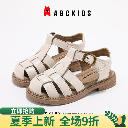 abckids夏季女童包头沙滩凉鞋