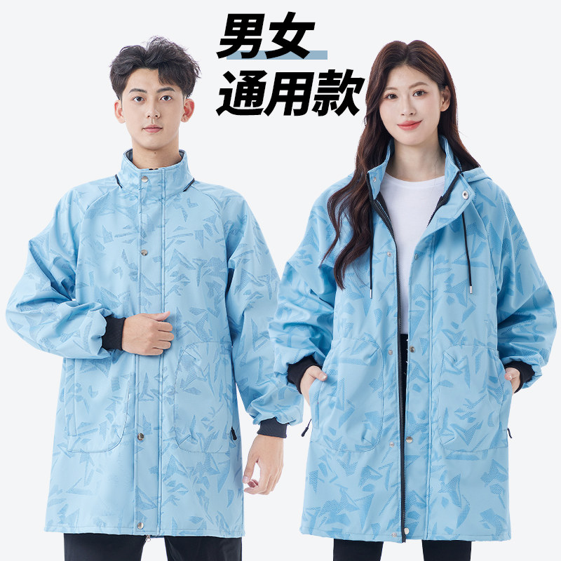 罩衣外套女加绒加厚中长款电焊秋冬季发型师卸货劳保女士专用保暖