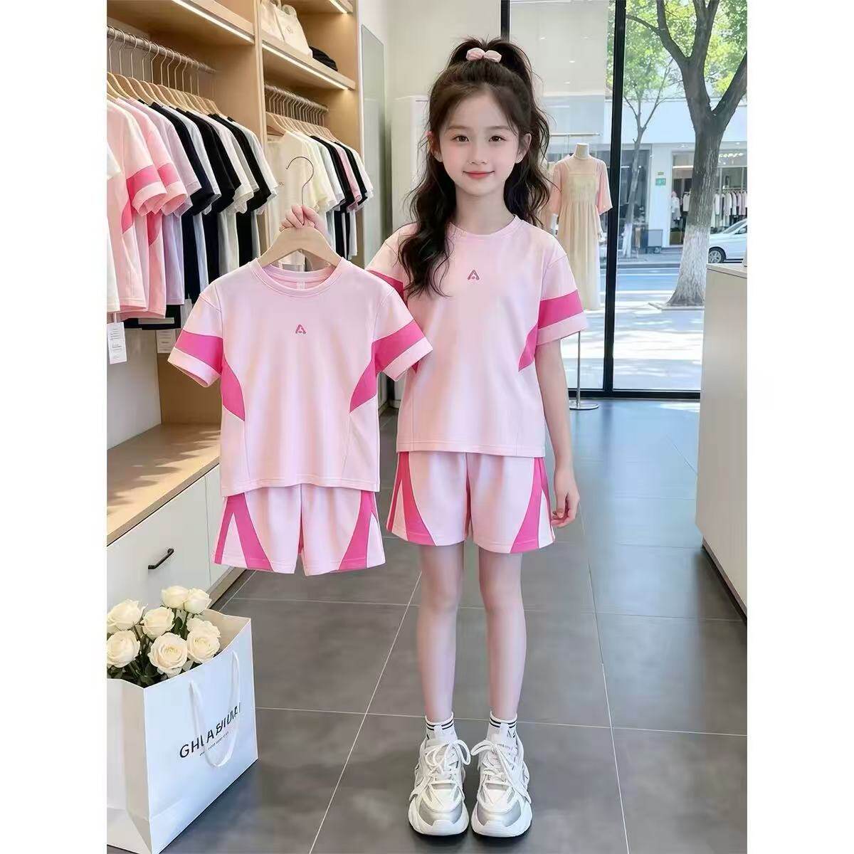 女童运动套装夏季2025新款洋儿童运动套装