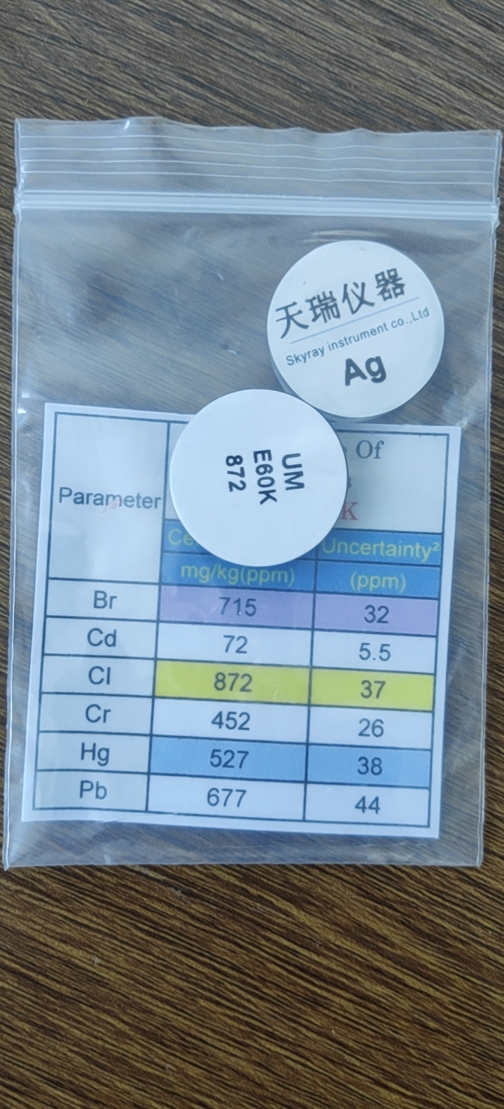 天瑞仪器E60K标样，点检仪器数据，效验数据 EDX1800B/1800E/3600