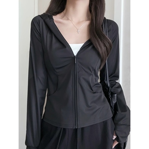 品牌折扣黑色长袖防晒衣女夏季2026新款户外透气冰丝防晒服修身开