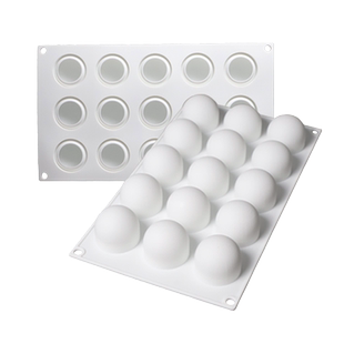 AiChef艾奇馥15连中号球形法式慕斯西点甜点蛋糕烘焙3D硅胶模具