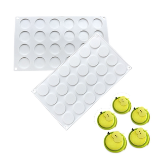 AiChef法式西点24连圆片形夹心巧克力装饰烘焙慕斯蛋糕硅胶模具