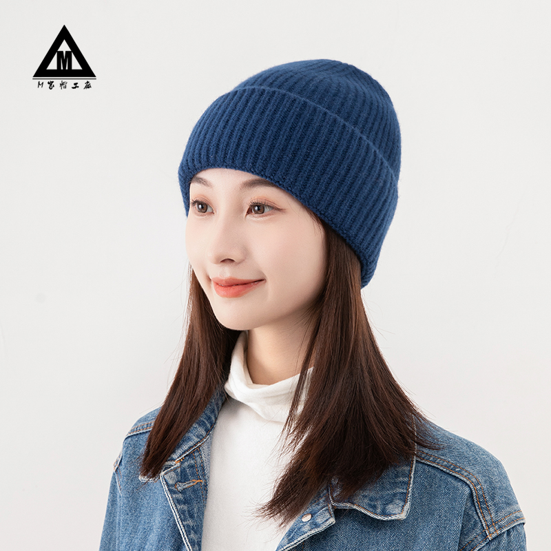 秋冬季出游百搭男女纯羊毛针织帽