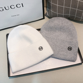 法国2021新款 M标兔毛针织毛线帽女秋冬ins网红保暖套头冷帽护耳男