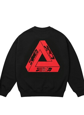 福冈限定三角印花卫衣男女同款全棉套头长袖上衣palace潮牌外套